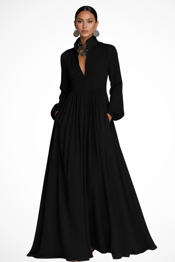 Women Long Sleeve Garden Party Maxi Dress with Pockets 7