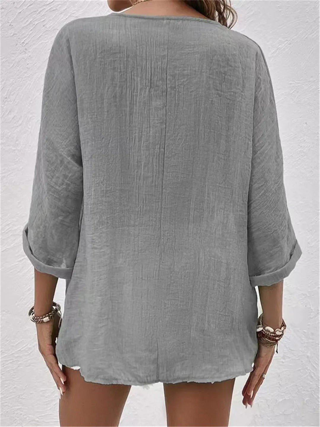 Women's Casual V-Neck Button-Front Top for Effortless Summer Style 3