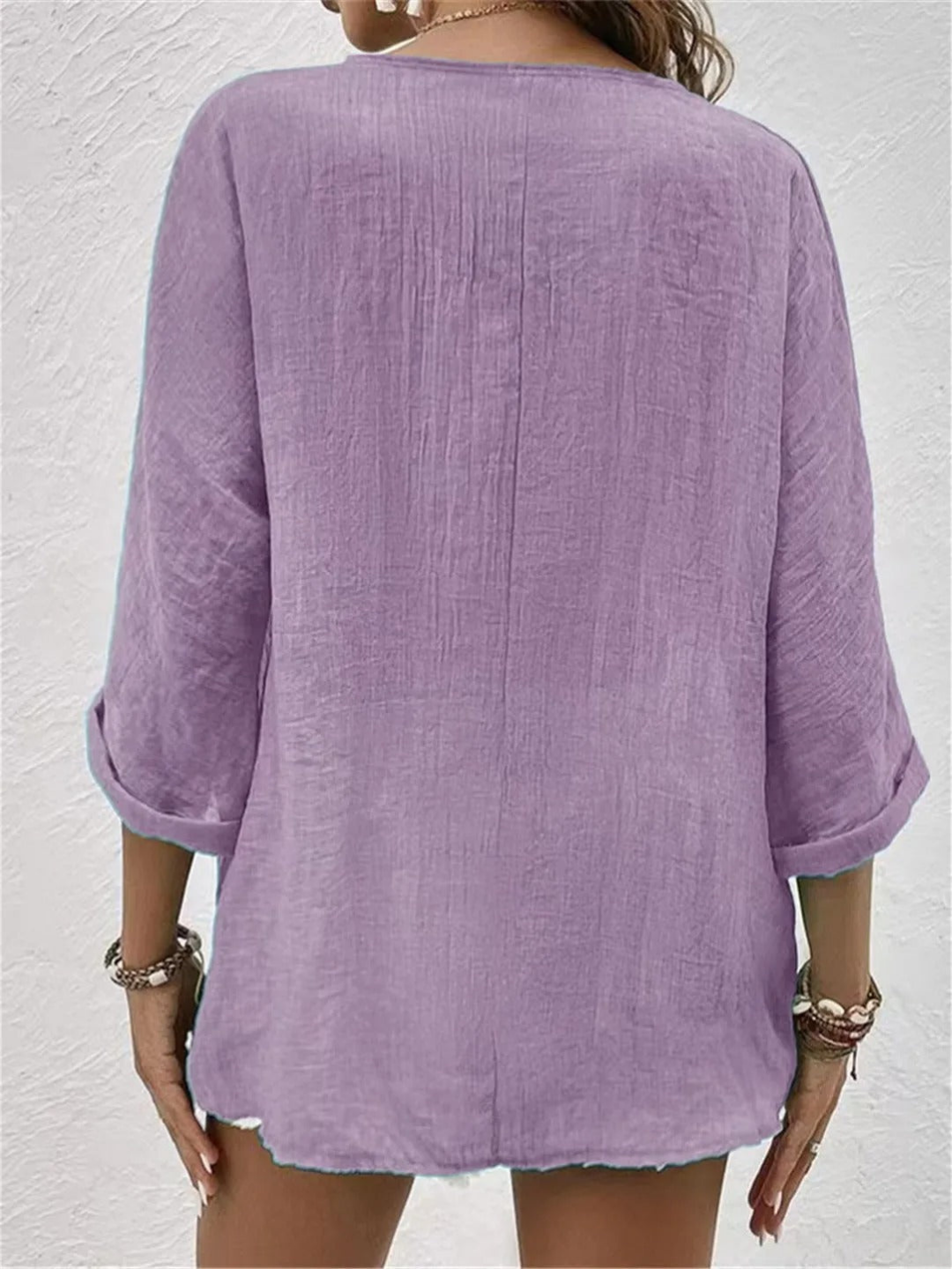 Women's Casual V-Neck Button-Front Top for Effortless Summer Style 5