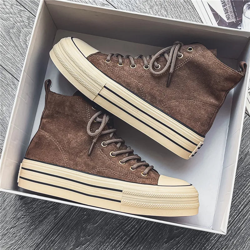 Women's High Platform Sneakers - Chic Suede High Tops for Stylish Comfort 0
