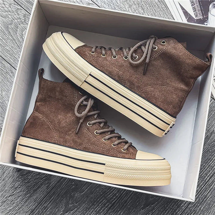 Women's High Platform Sneakers - Chic Suede High Tops for Stylish Comfort 0