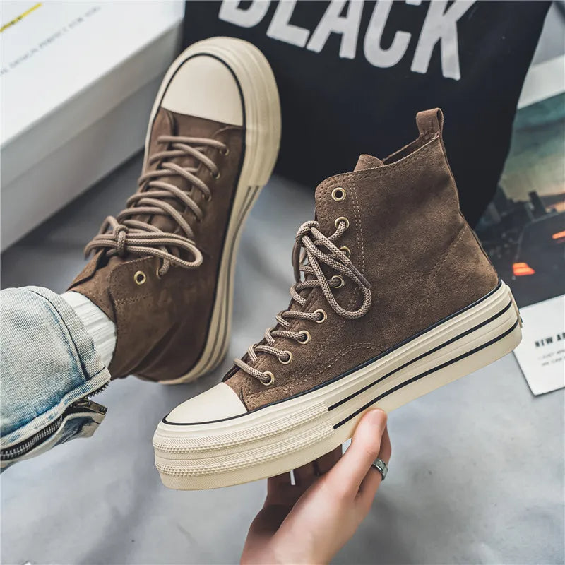 Women's High Platform Sneakers - Chic Suede High Tops for Stylish Comfort 1