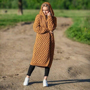 Keli | Long and Cozy Knitted Hoodie Sweater for Cold Days