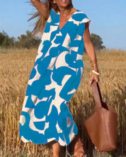CLAIRE | Maxi-mekko painatuksella ja V-pääntiellä