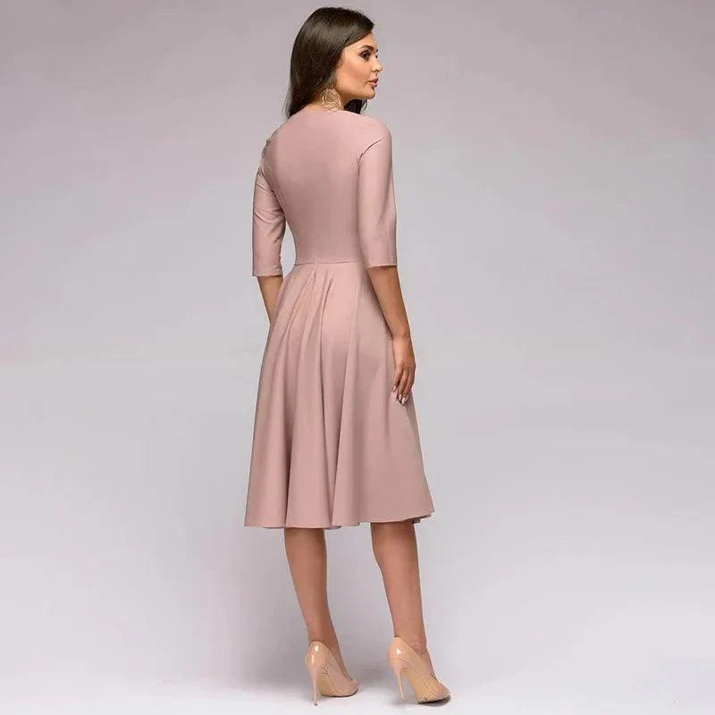 VIOLET | Elegant Midi Dress with Bow