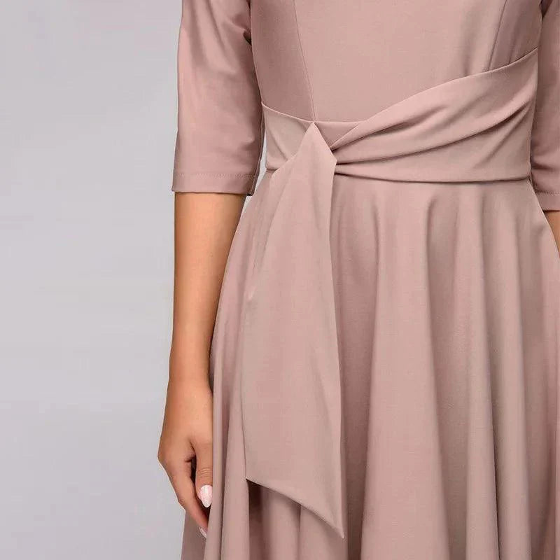 VIOLET | Elegant Midi Dress with Bow