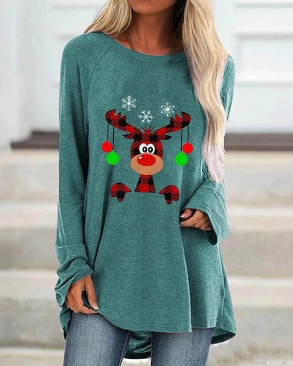 Festive sweatshirt for women, made of warm knitted fabric