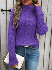 Julia | Warm and elegant knitted sweater with cable pattern for women
