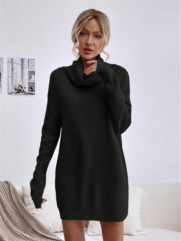 VICTORIA | Pull à col roulé en maille long ajusté