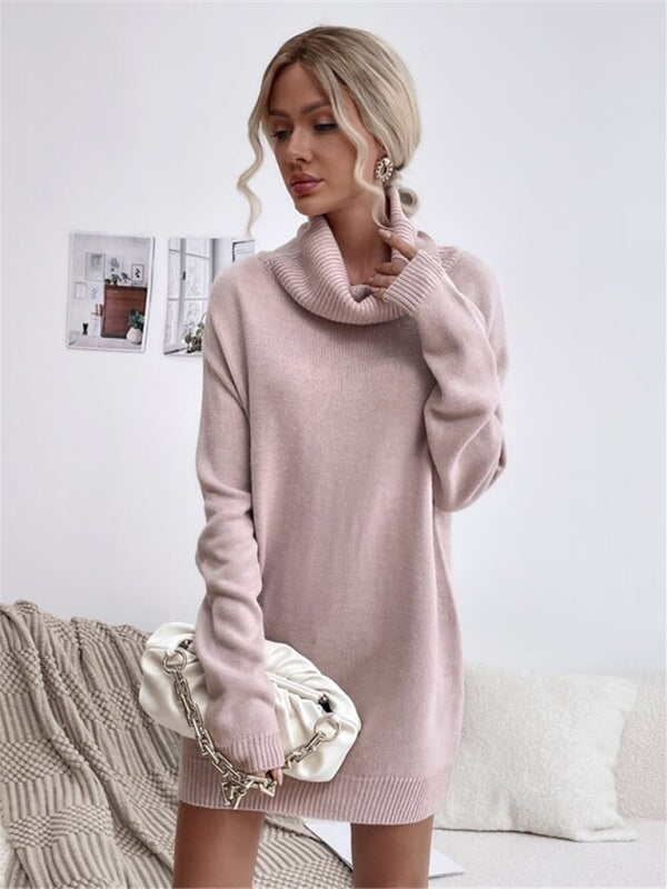 VICTORIA | Pull à col roulé en maille long ajusté