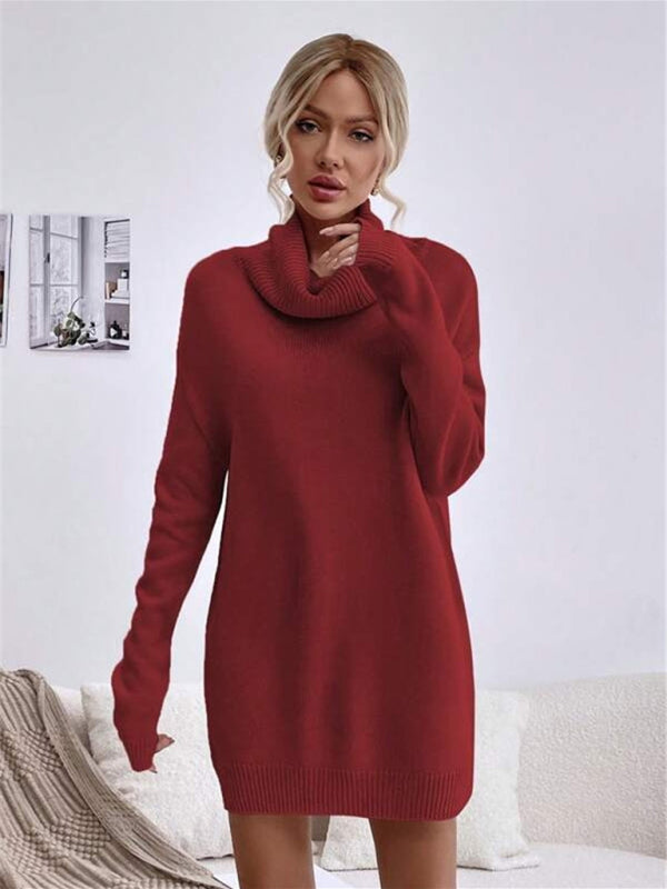 VICTORIA | Pull à col roulé en maille long ajusté