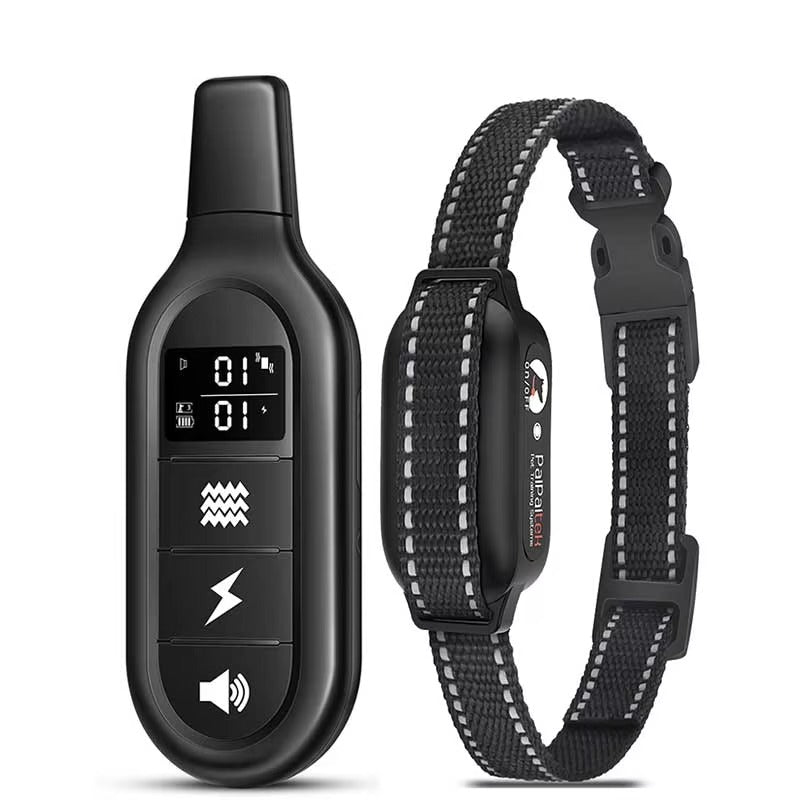Electric training collar for dog with remote control, waterproof, 16 adjustable shock levels, 1000 m range, beep and vibration modes