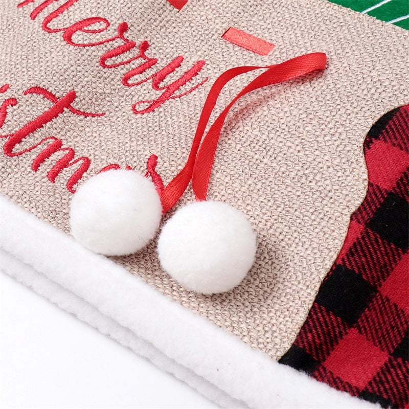 jupe de sapin en tissu à carreaux noirs et rouges de 122 cm 4