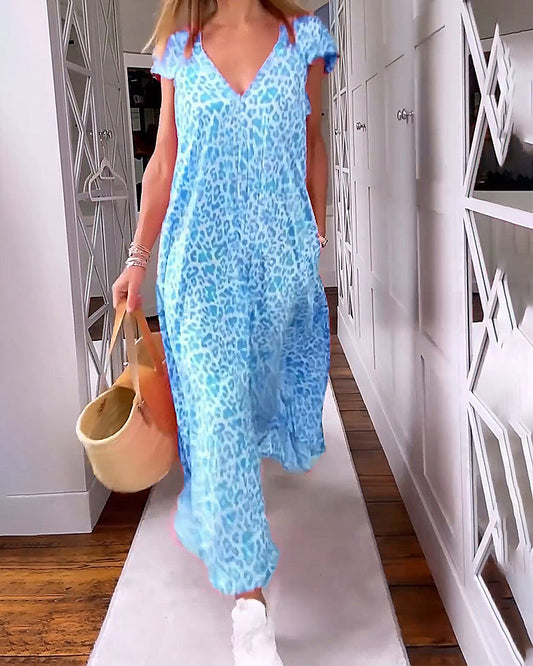 VANESSA | Robe longue à manches courtes en V