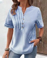 ESTELLA | Komfortabel stripete bomullsbluse