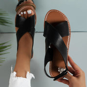 Savannah - Skinnsandaler for kvinner med spenne
