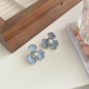 Rosee | Chic Floral Enamel Earrings in Soft Blue