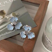 Rosee | Chic Floral Enamel Earrings in Soft Blue