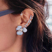 Rosee | Chic Floral Enamel Earrings in Soft Blue