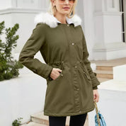 KATH | Elegant padded cotton coat with hood for women