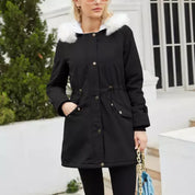 KATH | Elegant padded cotton coat with hood for women