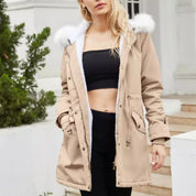 KATH | Elegant padded cotton coat with hood for women