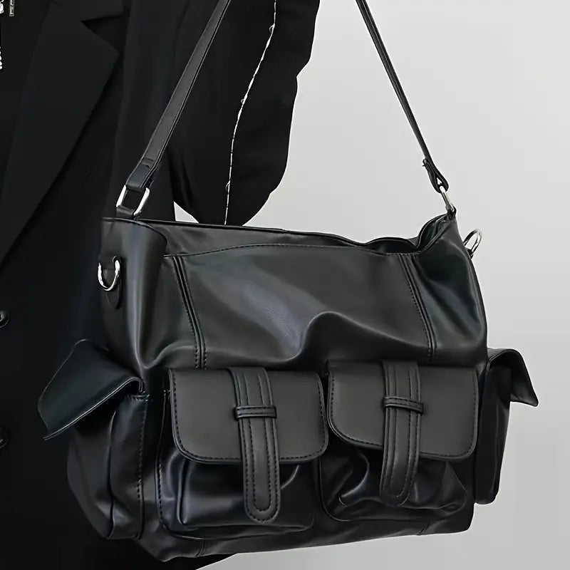Jayceon | Sac bandoulière en cuir de moto punk à grande capacité