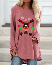 Festive sweatshirt for women, made of warm knitted fabric